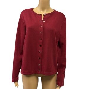 Reference Point New York Snap Up Burgundy Knit Long Sleeve Knit Cardigan Medium